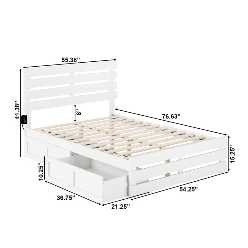 Oxford Bed with Footboard and USB Turbo Charger with 2 Drawers