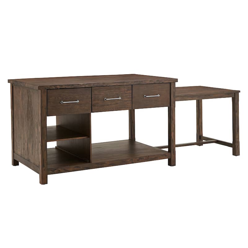 Tali Reclaimed Look Extendable Kitchen Island by iNSPIRE Q Classic - Brown Finish- - Brown Top