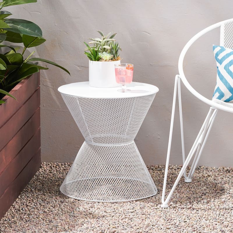 Roomfitters Nevada Outdoor Side Table, Modern Metal Accent Table for Patio, Balcony, or Garden Seating