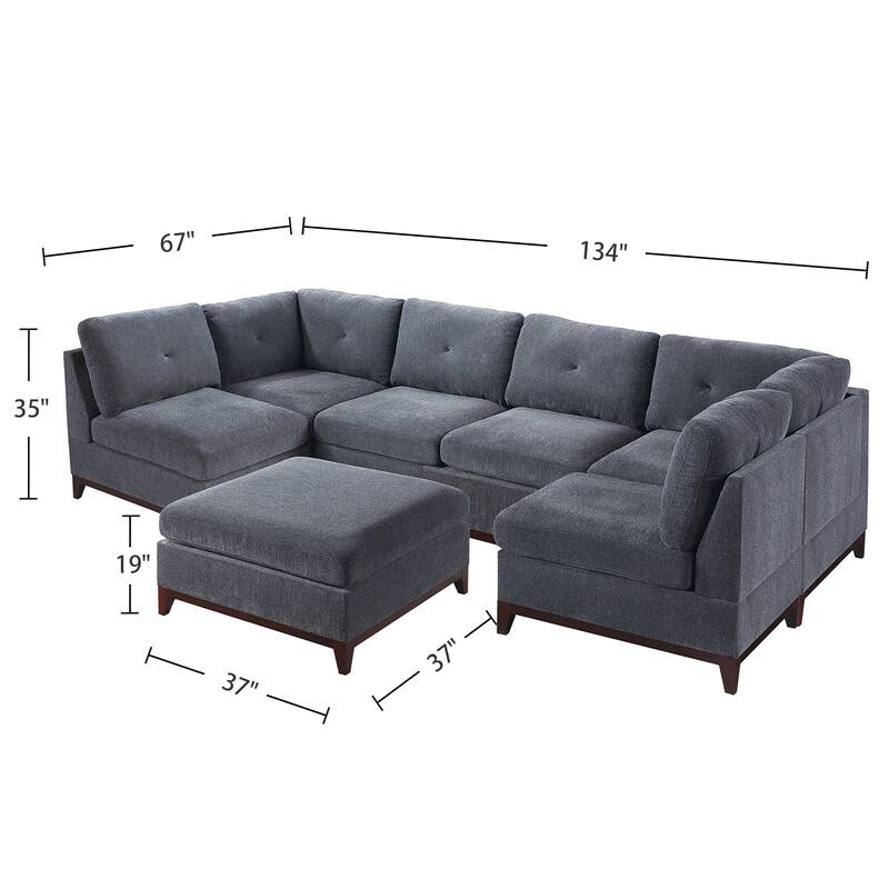 7 Piece Chenille Fabric Modular Sofa Set