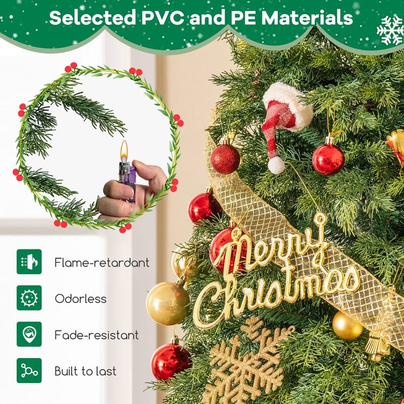 Gymax 7.5 FT Artificial Xmas Tree w/ 1019 PE PVC Branch Tips & Folding - See Details