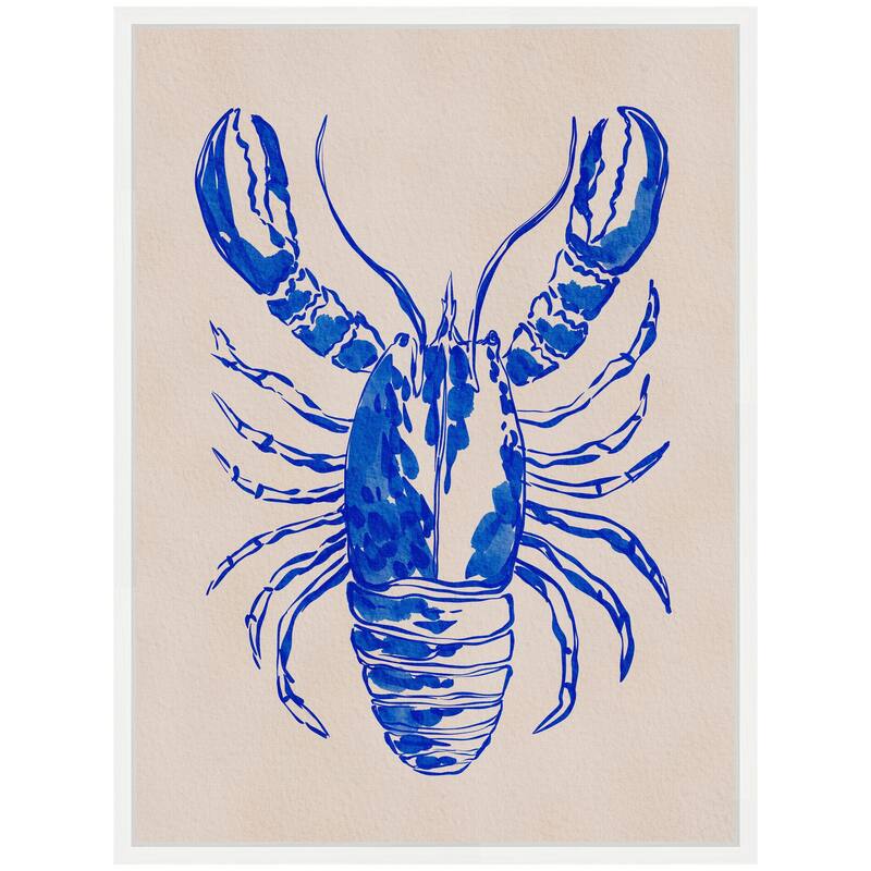Kate and Laurel Sylvie Lobster Framed Canvas by Nikita Jariwala
