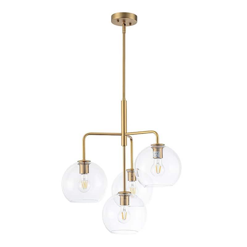 Contemporary Glass Globe 4-Light Sputnik Pendant Chandelier