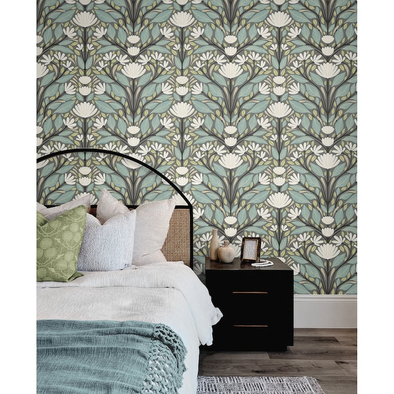 Seabrook Designs Carmela Folk Floral Unpasted Wallpaper