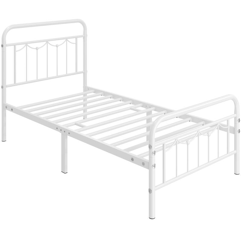 Yaheetech Metal Platform Bed Frame with Vintage Headboard and Footboard Metal Bed Base