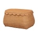 preview thumbnail 5 of 9, Ayleen Natural Rattan Basket Set with Scalloped Lids - Handwoven Wicker Storage Boxes, Boho Coastal Home Décor, 3-Piece Set