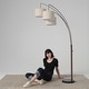 preview thumbnail 8 of 7, Brightech Trilage 84 in. Oil Brushed Bronze Mid-Century Modern 3-Light Adjustable LED Floor Lamp with 3 Beige Fabric Drum Shades