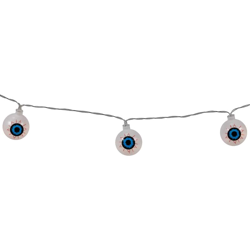 Bloodshot Eyeball Halloween Lights - Warm White LED - 4.5' Clear Wire - 10ct