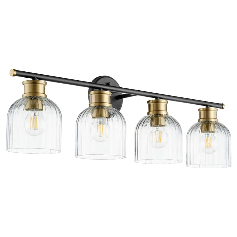 Quorum International Monarch 3 Light 32" Wide Bathroom Vanity Light - Noir / Aged Brass