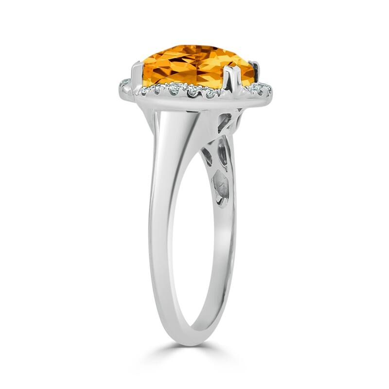 Auriya 4ct Cushion-cut Citrine and Halo Diamond Engagement Ring 1/8cttw 14k Gold