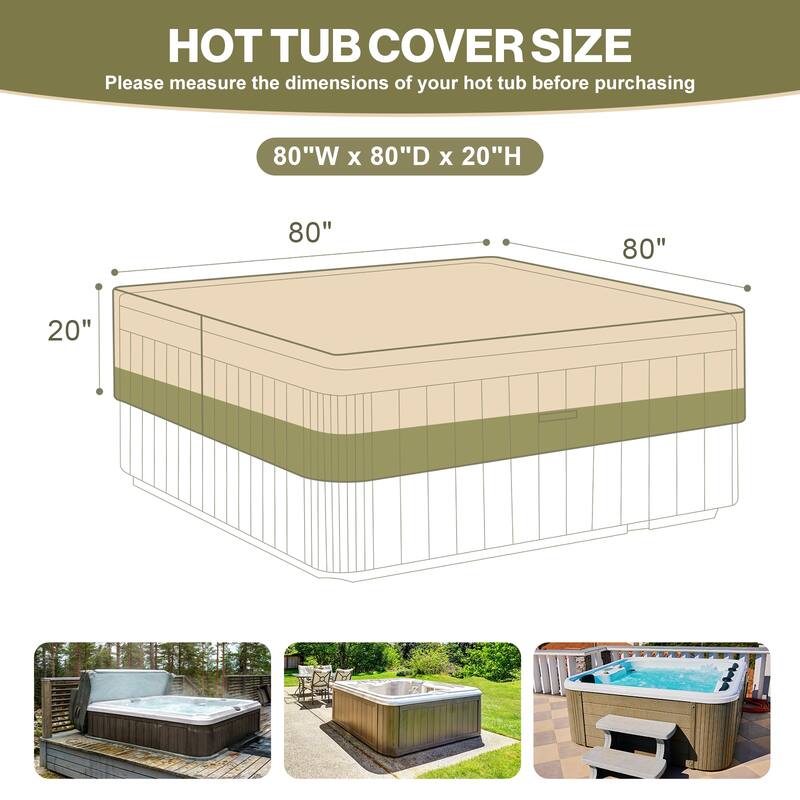 Aoodor Heavy Duty Outdoor Hot Tub Cover