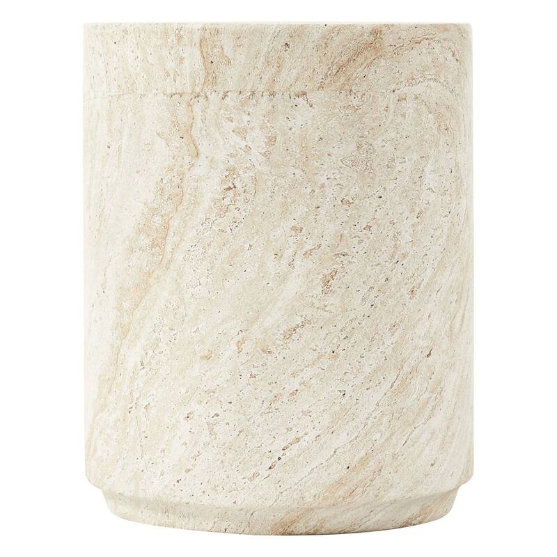 Ramble 14" Wide Round Side Table in Fiberstone Tapered Base Design End Table for Indoor and Outdoor