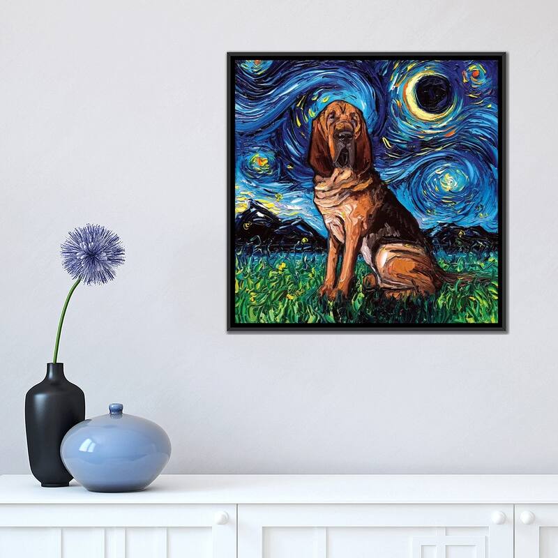 iCanvas "Bloodhound Night" by Aja Trier Framed Canvas Print