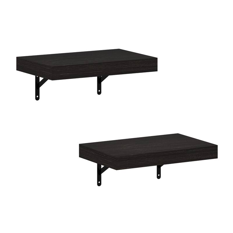 Furinno Tanna 15-Inch Wall Mounted Floating Display Shelves, Natural, Set of 2 - Tobacco Oak