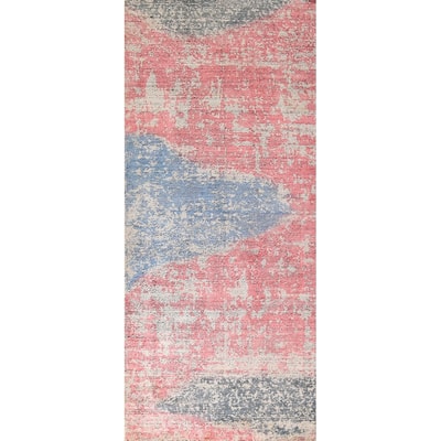 Contemporary Abstract Oriental Runner Rug Handmade Wool Carpet - 2'11"x 8'3"