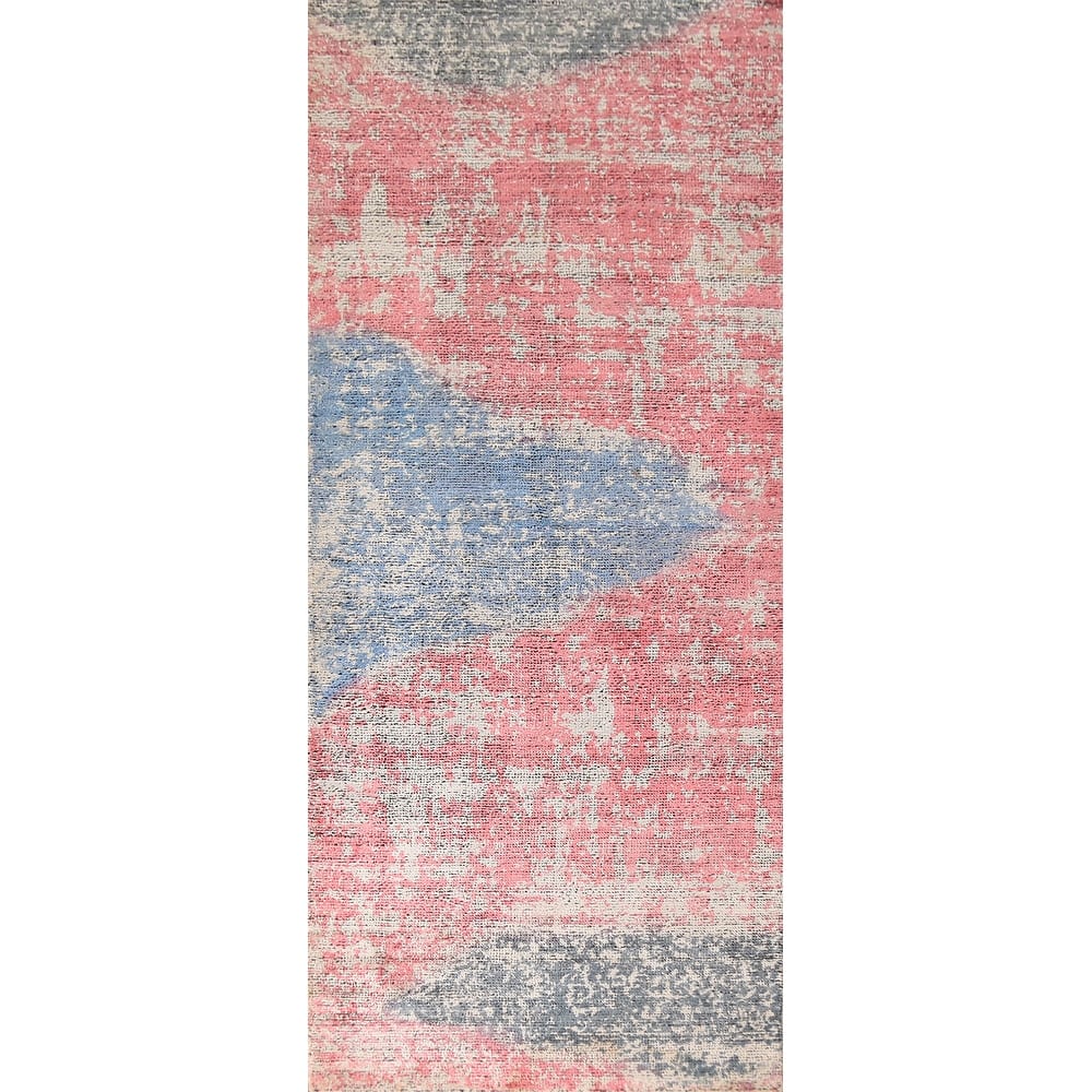 Contemporary Abstract Oriental Runner Rug Handmade Wool Carpet - 2'11"x 8'3"