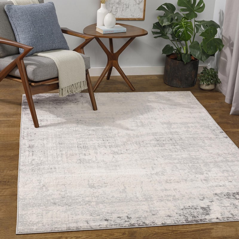 Livabliss Roma Minimalist Abstract Area Rug - Medium Grey - 5' 3" x 7' 1"
