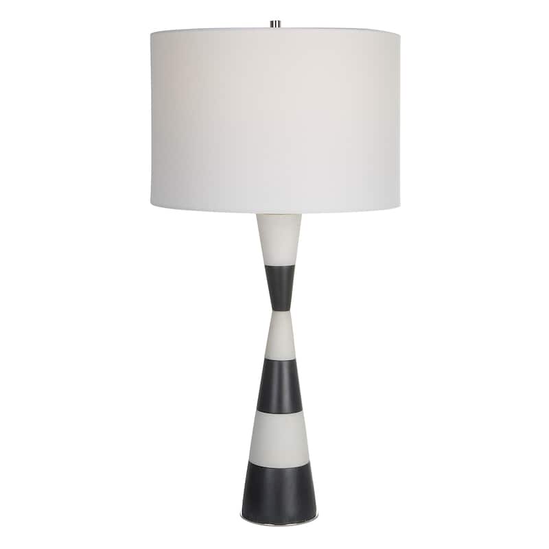 Banded Hourglass Table Lamp with Drum Shade - 29.5" - Black and White