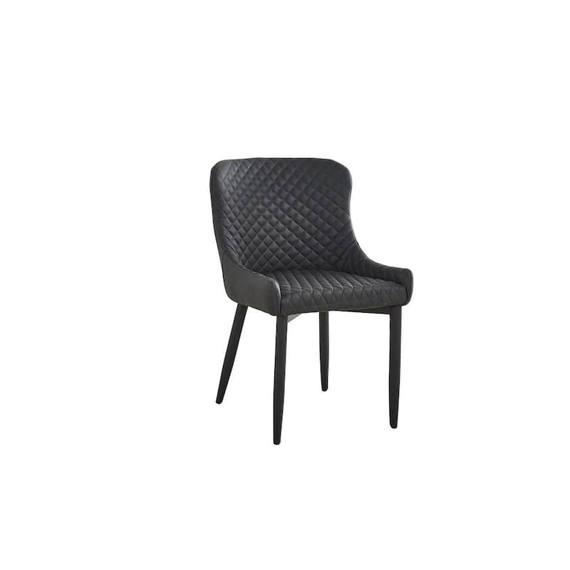 PU Leather Dining Chair with Tufted Seat and Back, Set of 4 - Dark Gray