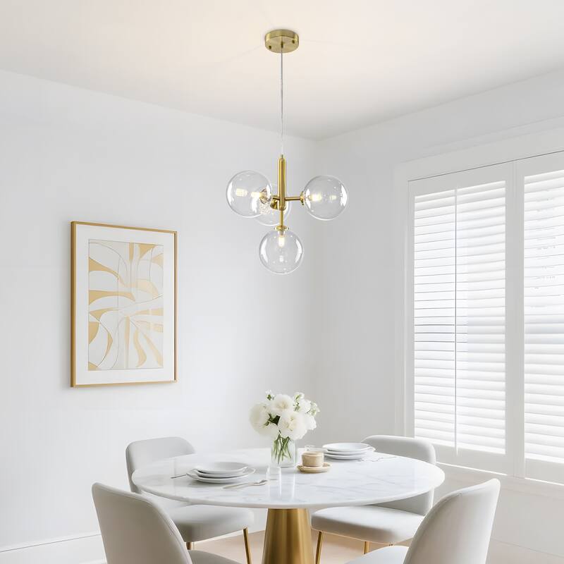 Starsky 4-Light Modern Sputnik Sphere Clear Glass Bubble Chandelier