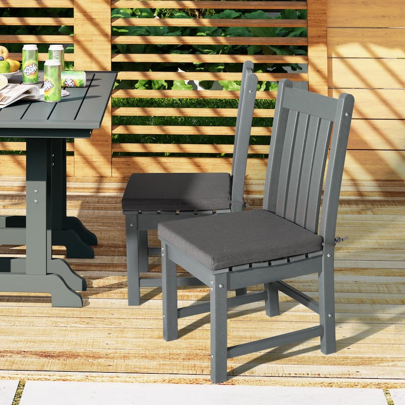 Fading Free All Weather Outdoor Patio Dining Chair Seat Cushions - (Set of 4) - 18" Square - Grey