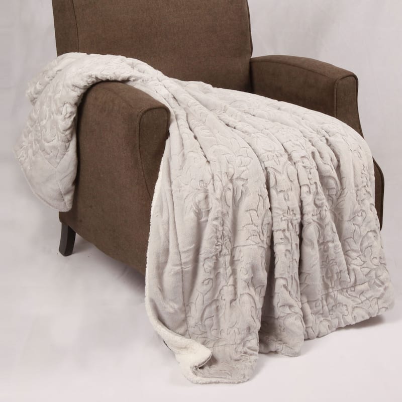 Embroidery Batik FauxFur Sherpa Throw Blanket