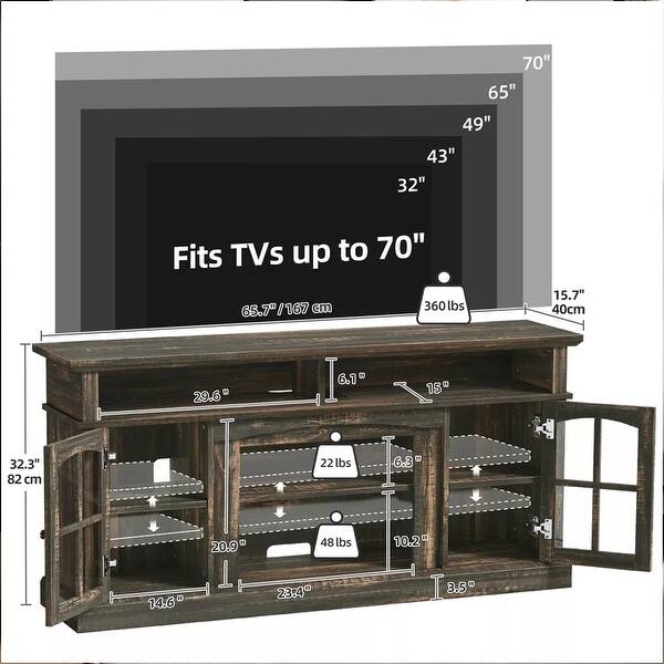 TV Stand with LED Lights & Power Outlets For 70/65/60 Inch - 65 inches ...