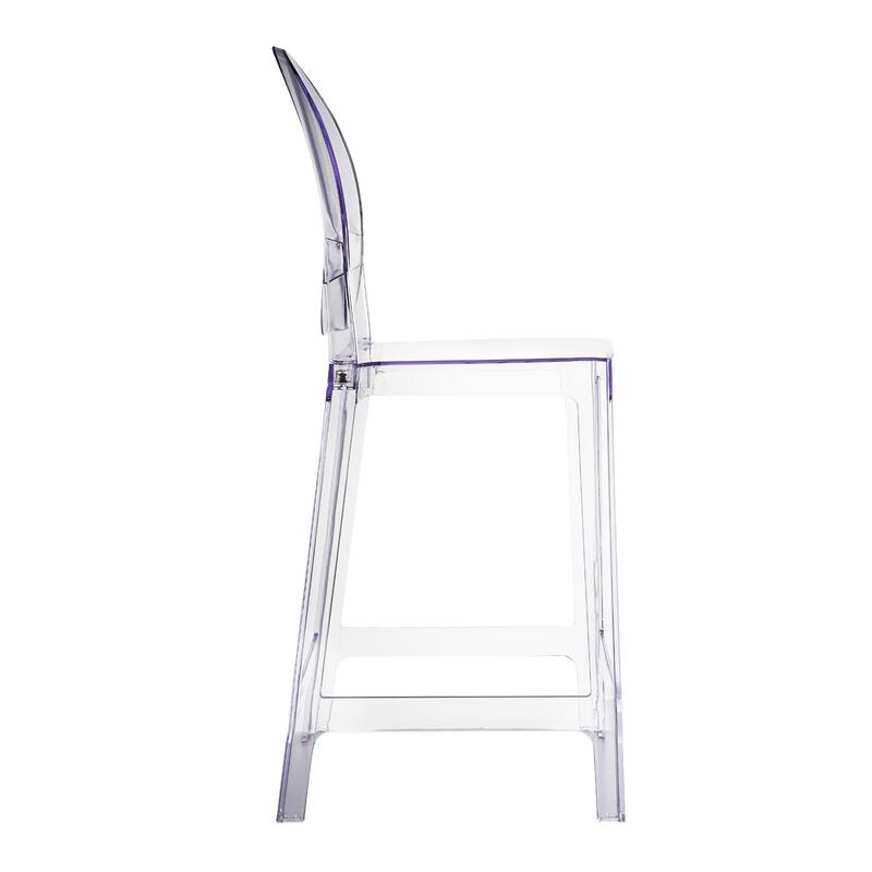 25" Seat Height With Back Modern Plastic Side Bar Counter Stool Accent Armless Crystal Home Office