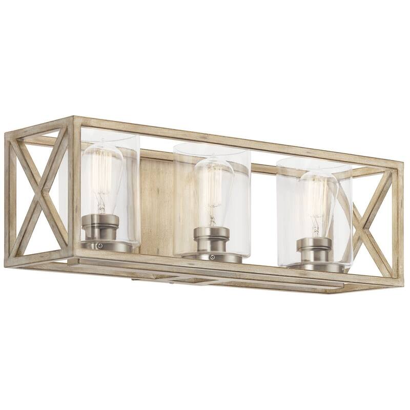Kichler Moorgate 3 Light 23" Wide Vanity Light with Clear Glass Shades - Distressed Antique White