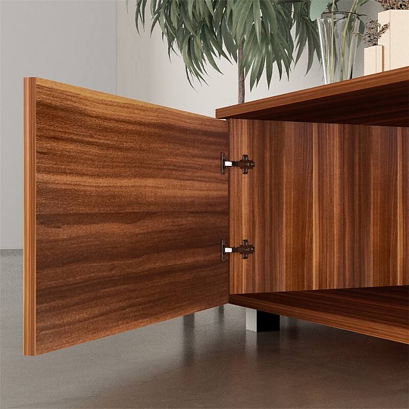 70 Inch TV Stands with 2 Storage Cabinet & Open Shelves