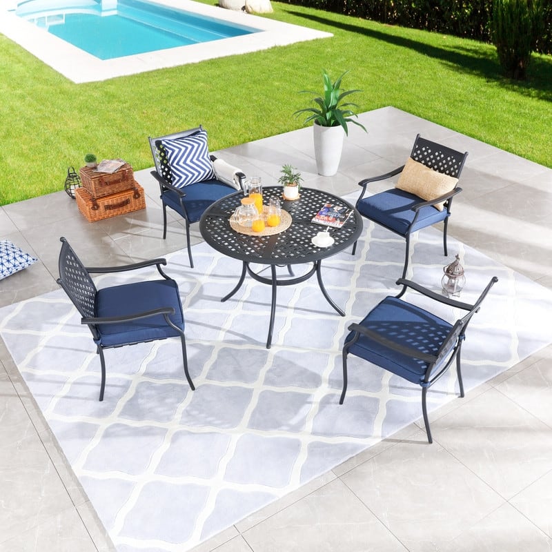 PATIO FESTIVAL 5-Piece Black Steel Outdoor Dining Set