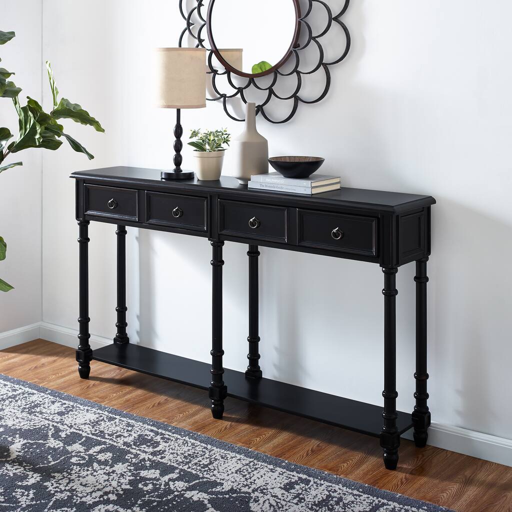 Safavieh Home Collection Tavolo Consolle Landers A 2 Cassetti, Stile Fattoria, Finitura Nera, CNS5710B