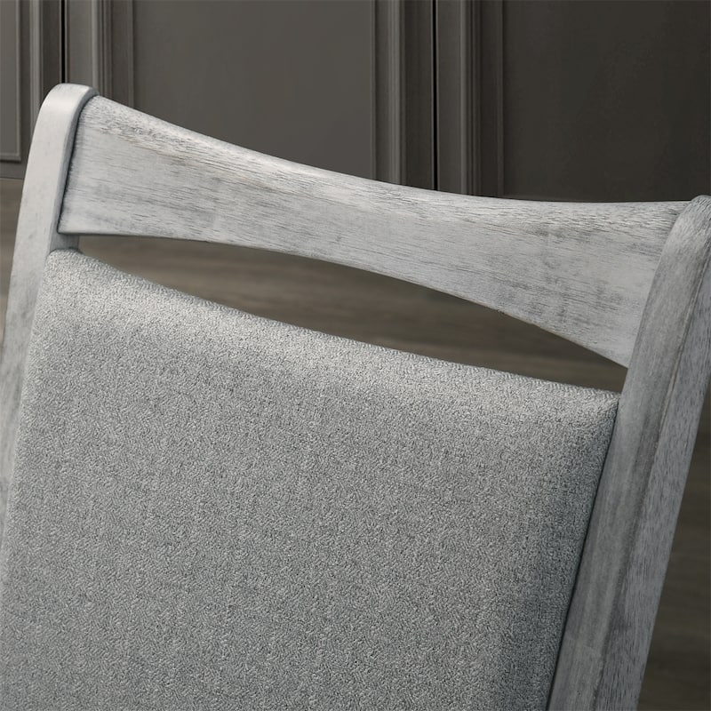 Upholstered Turned Leg Dining Chairs, Set of 2, Rustic White
