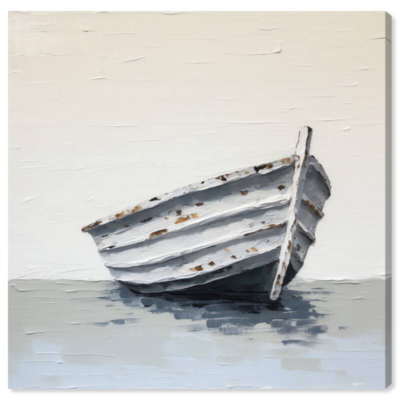 Wynwood Studio Canvas Nautical and Coastal Our Boat White and Antique White Rustic Wall Art Canvas Print