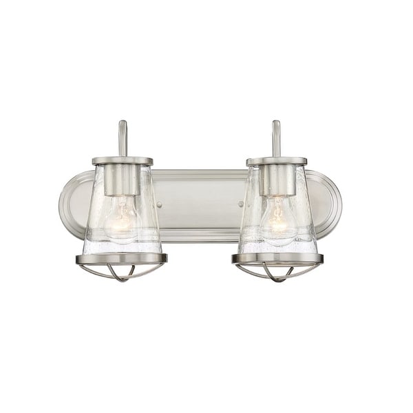 Designers Fountain 87002 Darby 2 Light 18 Wide Bathroom Vanity Designers Fountain 87002 Darby 2 Light 18 Wide Bathroom Vanity With Seedy Glass Shade