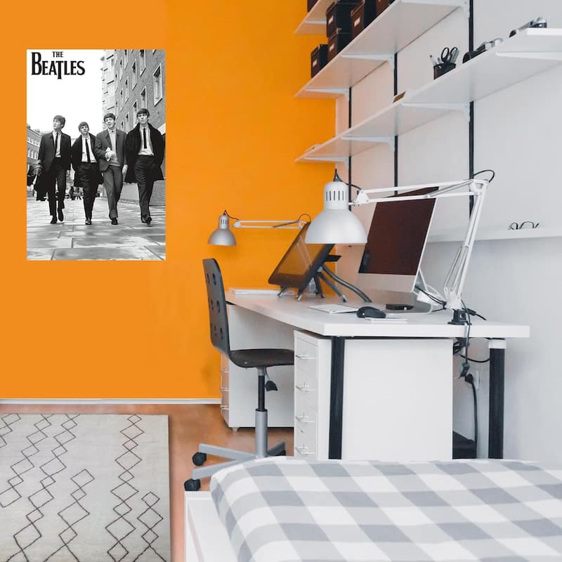Beatles Walking Street Black & White Art Poster - 24 x 36 Inch