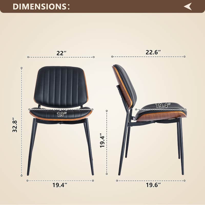 Mid Century Modern Retro Leather Dining Chair with Bentwood (Set of 4)