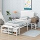 preview thumbnail 31 of 37, Metal Platform Bed Frame with Storage Cabinet and Cushioned Footrest