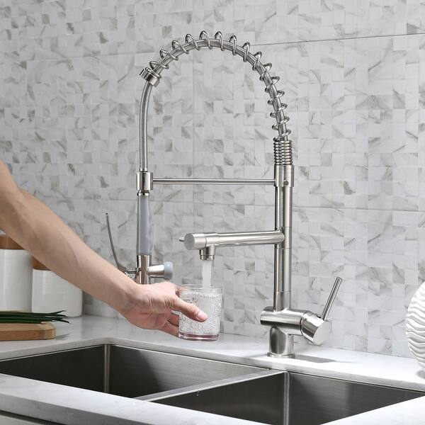 Shop Pull Down Kitchen Sink Faucet With Sprayer Brushed Nickel Overstock 32409767