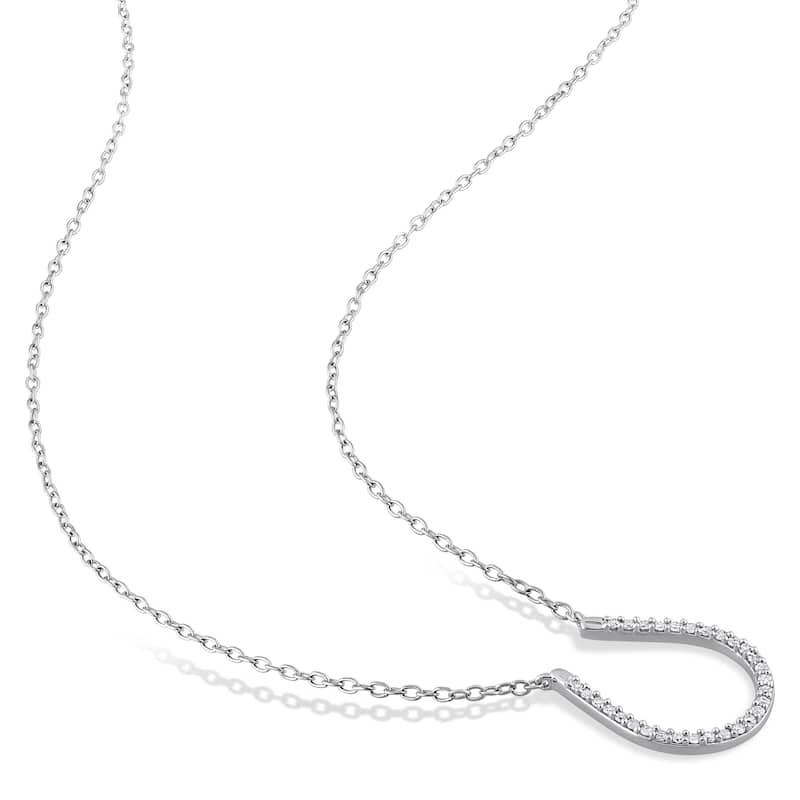 Miadora 1/6ct TDW Diamond Horseshoe Necklace in Sterling Silver