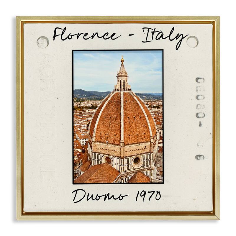 Stupell Florence Italy Travel View Framed Floater Canvas Wall Art Design By Val Rhodes - 18 x 18 - Gold