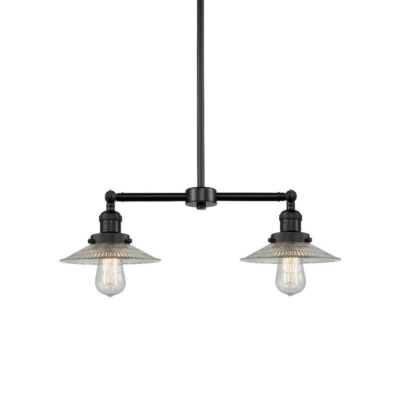 Innovations Lighting Halophane 2 Light 21" Wide Linear Chandelier - Matte Black / Flat