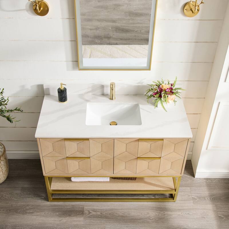 Milagro Bath Vanity with White Quartz Stone Top without Mirror