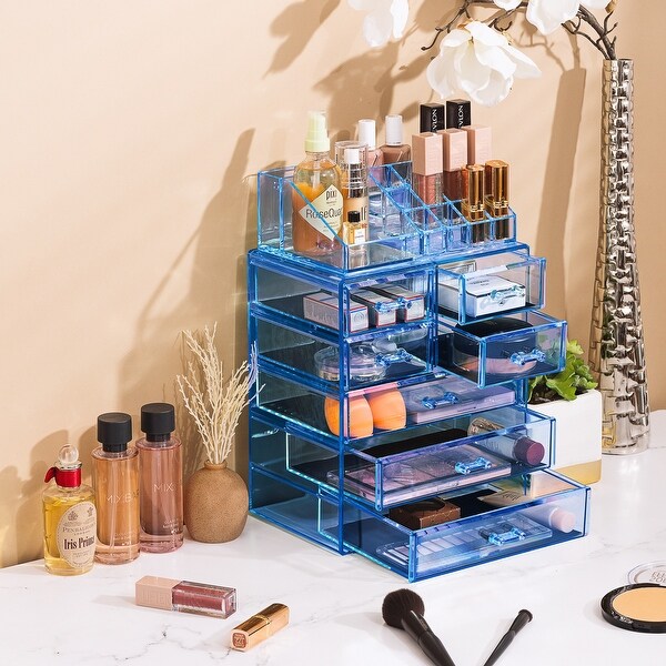 Cosmetic Makeup and Jewelry Storage Case Display (3 Large, 4 Small