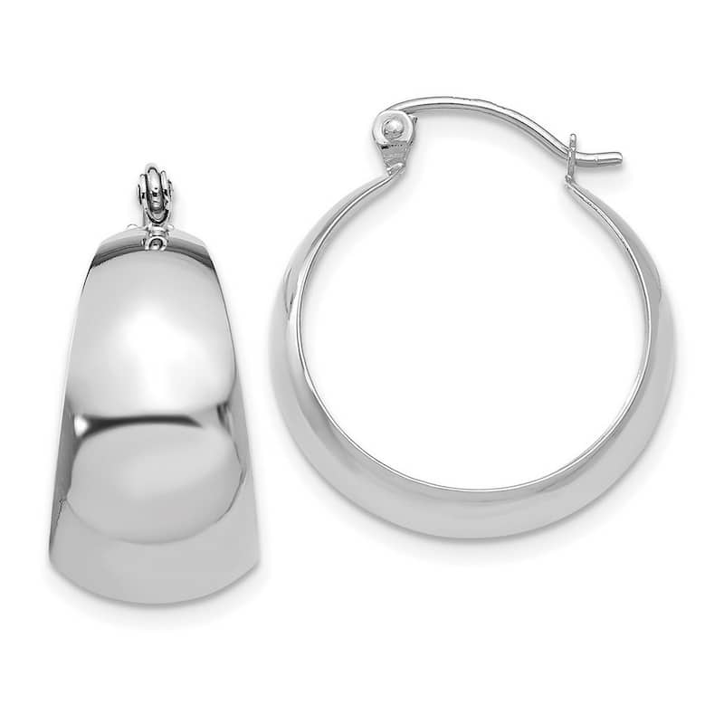 Curata 14k White Gold Polished Tapered Hoop Earrings - 23x22.5mm