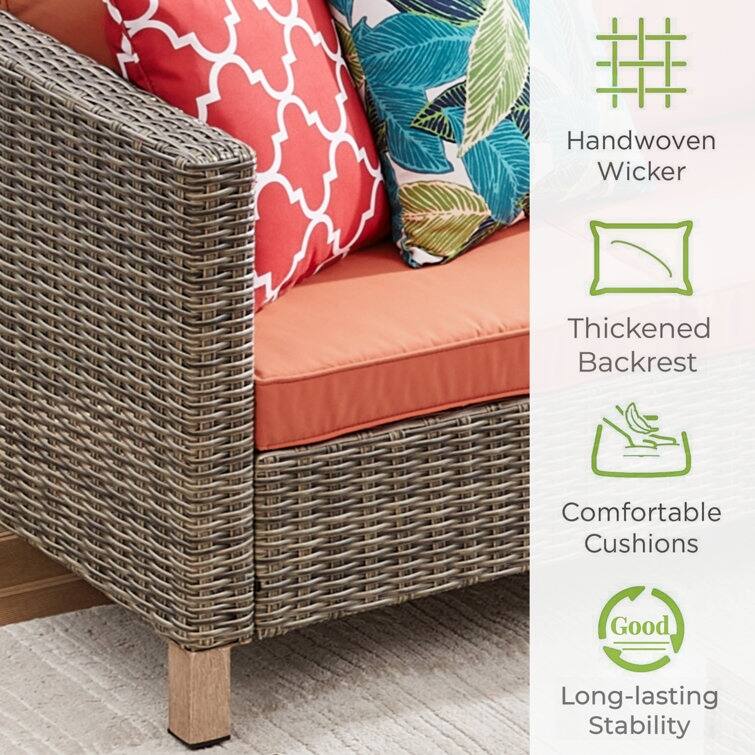 9 - Person Outdoor Wicker Patio Conversation Furniture Set With Swivel Chairs