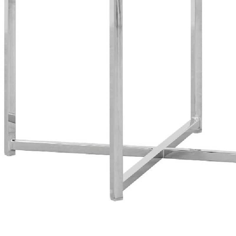 Eun 20 Inch Faux Leather Dining Chair, Chrome Base, Set of 2, Gray