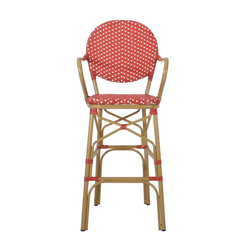 Vande Wicker and Aluminum Outdoor 29.5 Inch French Barstools by Christopher Knight Home