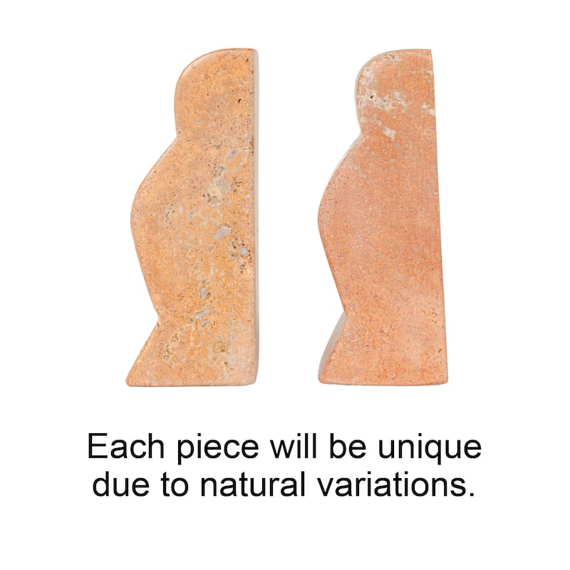 Decorative Travertine Wave Bookends, Set of 2