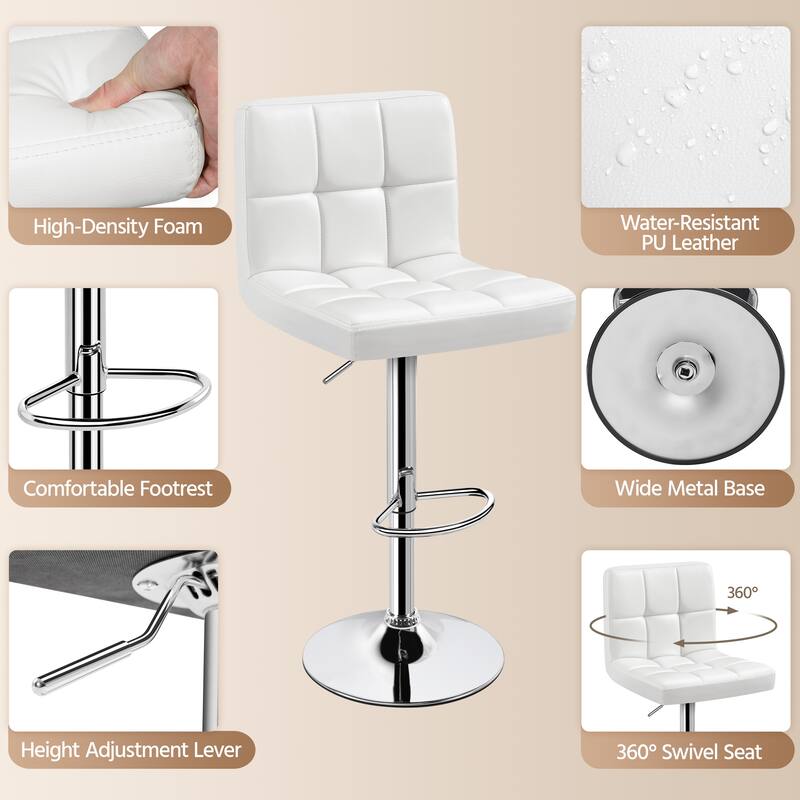 Yaheetech 2pcs Adjustable Modern Faux Leather Swivel Bar Chairs